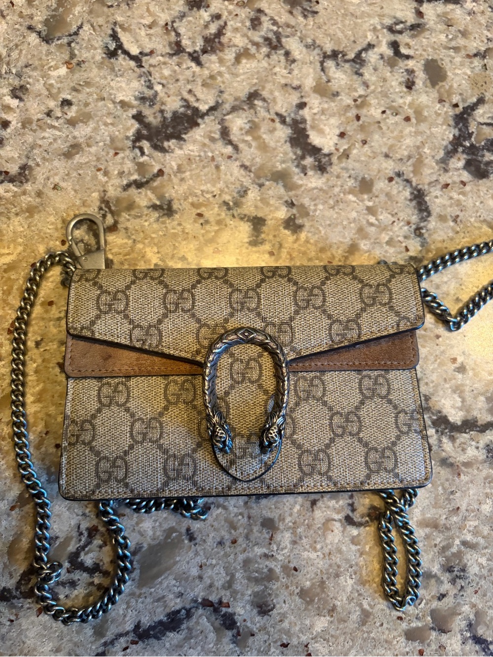 Gucci Beige Brown GG Supreme Dionysus Small Crossbody Bag